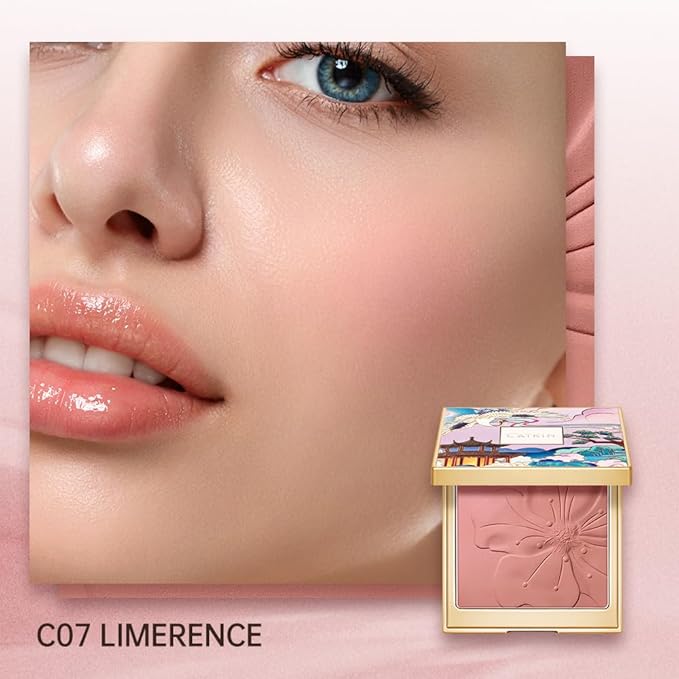 CATKIN Cheek Powder Blush Baked Pink Makeup Blusher Creamy Light Weight Long Lasting Natural Finish 10g (C07 Limerence)-Velvo Beauty