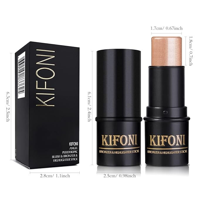 2 Pcs Cream Contour Stick Makeup Kit, Cream Highlighter Stick & Contour Bronzer Stick for Cheeks, Lightweight Blendable Smooth -Highlighter (#03 Champagne Gold #06 Silver)-Velvo Beauty