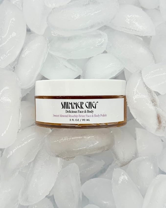 Sweet Almond Rosehip Brine Polish | Exfoliating Blend with Himalayan & Dead Sea Salt, Maple Sugar | Enriched with Magnesium, Omega 3's & Vitamin E | Revitalize Skin, Reduce Inflammation-Velvo Beauty