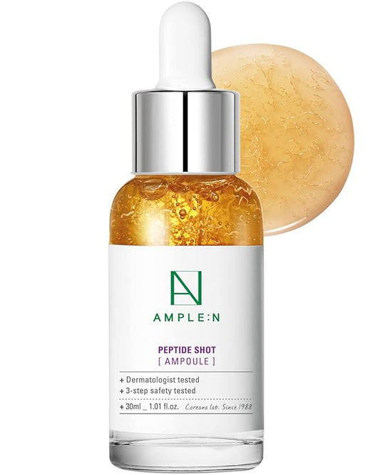 AMPLE:N Peptide Shot Ampoule - Anti-Aging Face Ampoule with Peptide Threads to Minimize Wrinkles and Improve Firmness - Peptide Serum to Lift Sagging Skin - Visibly Plump, 1.01 fl. Oz-Velvo Beauty