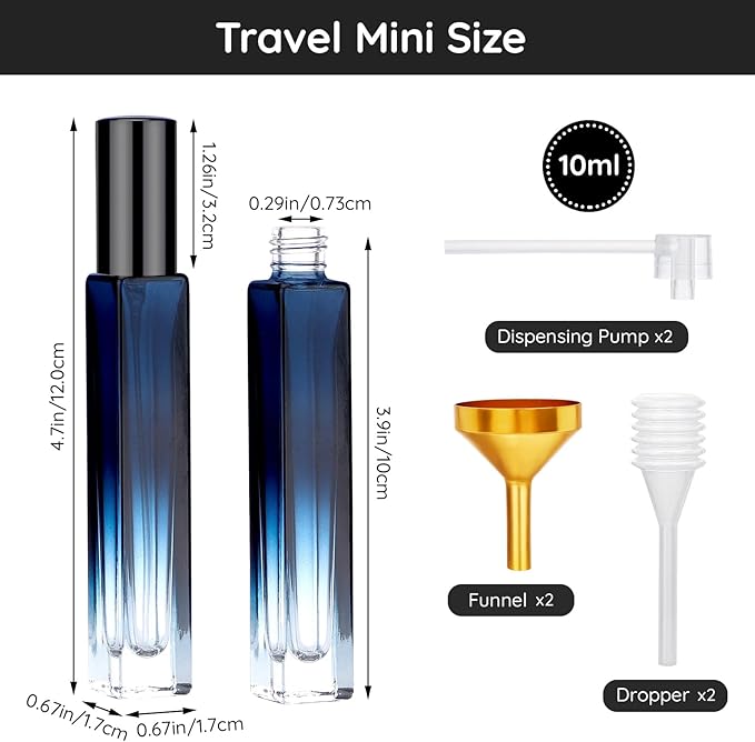 Segbeauty 10 Packs Perfume Bottles Empty, 10ml Refillable Portable Cologne Sprayer, 0.34oz Glass Spray Bottles for Dispensing Perfume, Mini Travel Size Perfume Atomizer Sample Container for Frangrance-Velvo Beauty