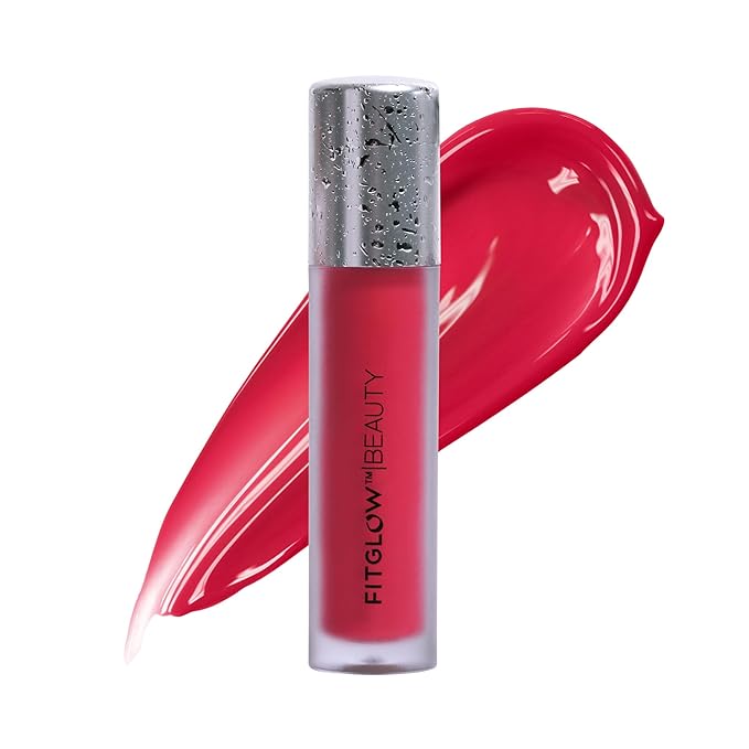 FITGLOW Beauty Lip Colour Serum | Hydrating Lip Gloss | Plumping Anti-Aging Lip Treatment | Natural Shine with Pomegranate Sterols & Collagen | Buildable Color for Dry Chapped Lips | Cherry - 10g-Velvo Beauty