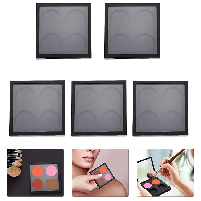 Metal Tray 5 Pcs Empty Magnetic Makeup Containers Eyeshadow Plates with 4Grids Cosmetics Storage Organizer for Eyeshadow Lipstick Blush Powder Pigment Makeup Pallet-Velvo Beauty