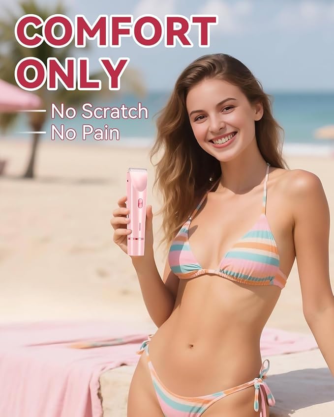 Dermave Bikini Shaver 2.0, Electric Bikini Trimmer for Women Pubic Hair, 2 in 1 Dual Head Body Hair Electric Razor, Waterproof, Wet/Dry-Velvo Beauty