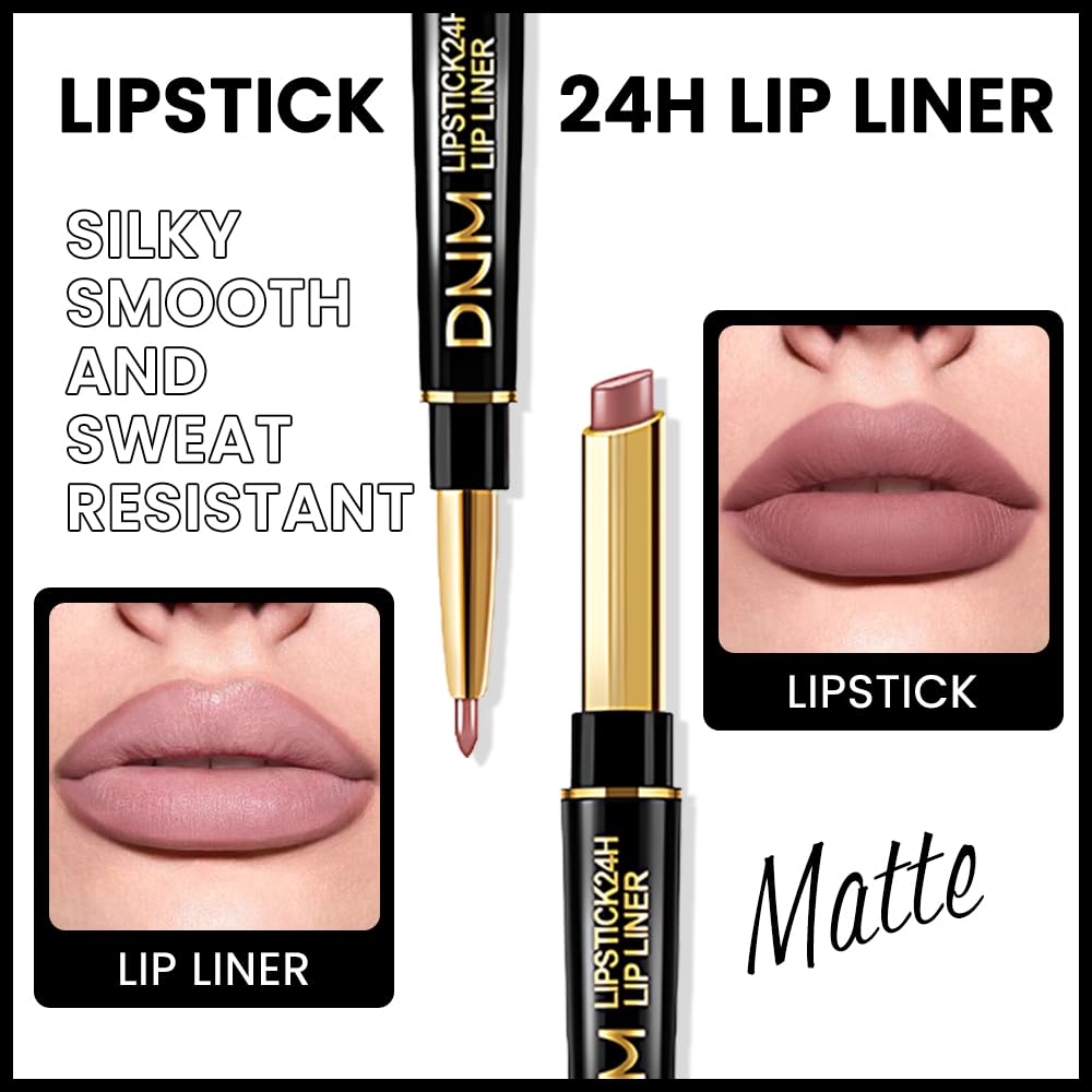 Kaely 2-in-1 Light Nude Beige Matte Lip Liner & Lipstick Combo Set Kit for Women, Magic Neutral Lipstick 24 Hours Original Lips Liner Pencil Stain Makeup Long Lasting Waterproof 23-Velvo Beauty
