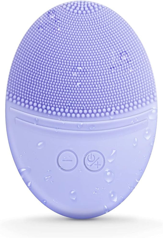 EZBASICS Facial Cleansing Brush Made with Ultra Hygienic Soft Silicone, Waterproof Sonic Vibrating Face Brush for Deep Cleansing, Gentle Massaging, Inductive Charging (Violet)1 Pack+5 Speed Settings-Velvo Beauty