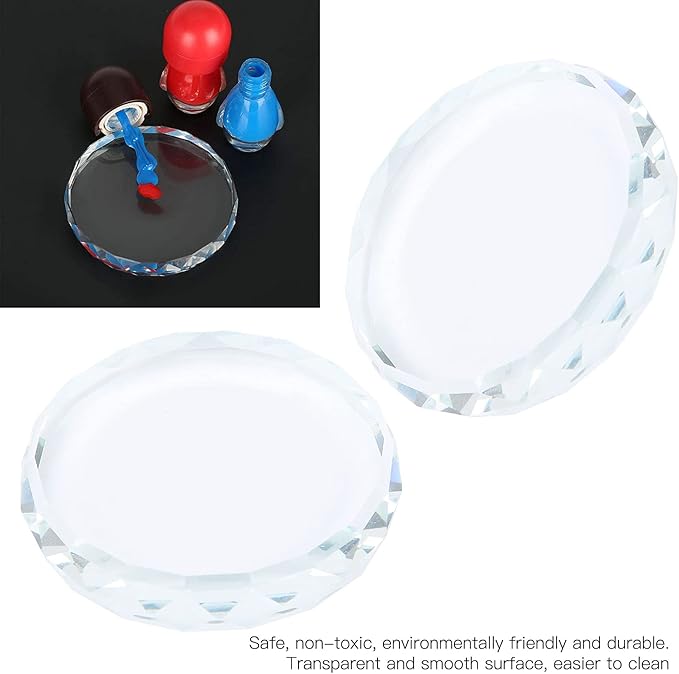 Nail Art Palette, 2pcs Nail Art Palettes Color Mixing Tool for DIY Makeup Mixing Palette Drawing Color Dish Toning Glass Nail Tips Painting Tray False Eyelash Glue Hold Makeup Pallet-Velvo Beauty