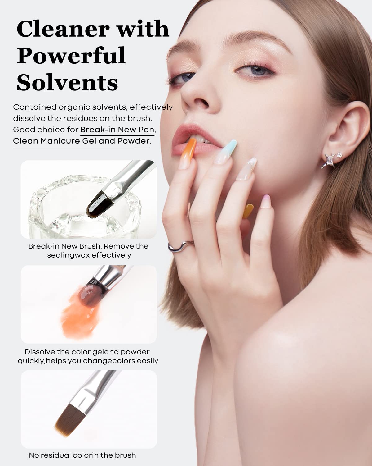 Modelones Nail Art Brush Cleaner & Restorer for Nail Polish/Extension Gel/Solid Builder Gel/Dip Powder/Acrylic Manicure Kits DIY Salon at Home - 80ml, W/Pro Brush-Velvo Beauty