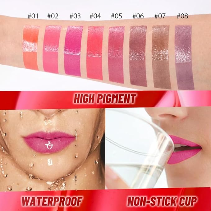 2Pcs Lip Stain Peel Off Lip Gloss oil Dual-Ended Combo, Lips Liner Stain Peel Off Masque, Long Lasting & Waterproof, Transfer-Proof Lip Tint Stain with Lip oil for All Skin Type 02#+03#-Velvo Beauty