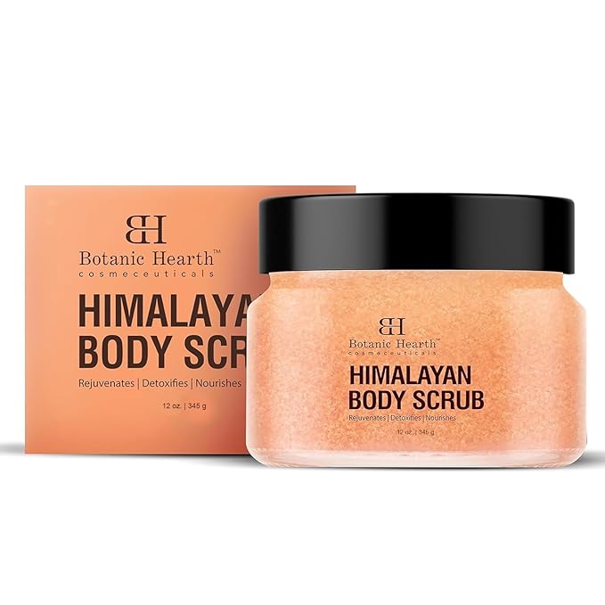 Botanic Hearth Himalayan Salt Body Scrub With Lychee Oil, Exfoliating Body Scrub Act As Body Exfoliator & Helps With Moisturizing Skin, Acne, Cellulite, Dead Skin Scars, Wrinkles 12 Oz-Velvo Beauty