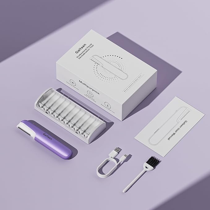 Dermaplaning Tool for Women - Facial Exfoliation & Peach Fuzz Hair Removal with Rechargeable Sonic Edge Technology, 10 Refill Blades-Velvo Beauty