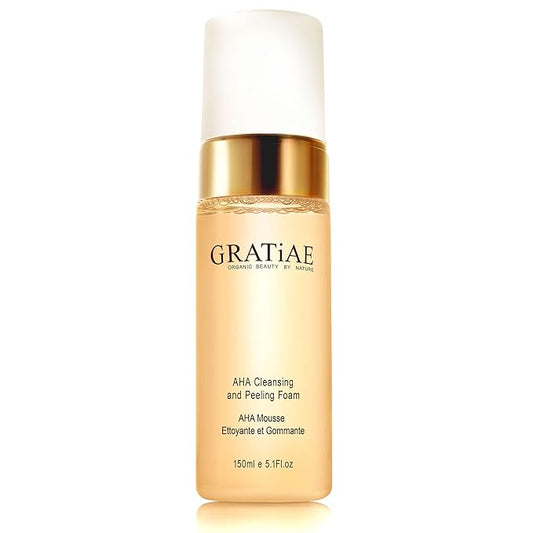 Gratiae organics, AHA Cleansing and Peeling Foam face wash, non-drying facial cleanser for sensitive, acne & allergy prone and all Skin Types, facial cleanser. 5.1 Fl. Oz-Velvo Beauty
