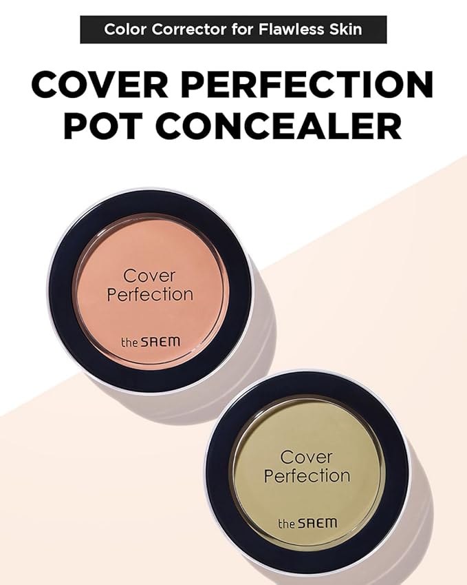 THESAEM Cover Perfection Pot Concealer #Peach Beige - High Adherence & Coverage Balm, Conceals Dark Circles, Corrects Dark Under Tones, Matte Finish Sebum Control for Oily and Combination Skin-Velvo Beauty