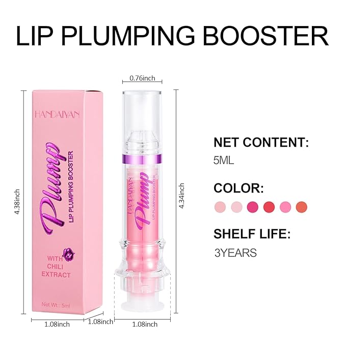 Natural Spicy Lip Plumping Booster Lip Plumping Oil,Lip Plumper Gloss, Ultra-Hydrating & Nourishing Plump and Pout Lip Plumper, Glossy Finish Fuller Lip Plumping Lip Gloss for Women Girls(3PC)-Velvo Beauty