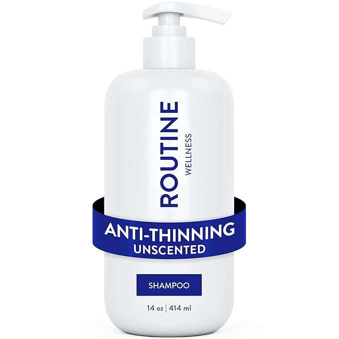 Routine Wellness Anti-Thinning Shampoo for Thinning Hair - Biotin DHT Blocker Women & Men - Color Safe Shampoo for Hair Loss & Healthy Hair - Unscented - 14oz-Velvo Beauty