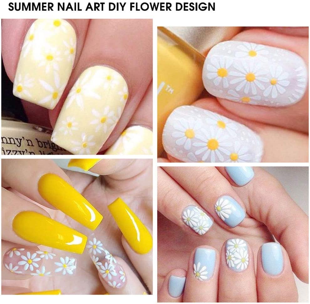 SILPECWEE Spring Daisy Nail Stickers Flower Nail Art Stickers Smile Face Sunflower Nail Design Self-Adhesive Nail Decals Manicure Tips Nail Decoration for Women Girls Kids (12 Sheets)-Velvo Beauty