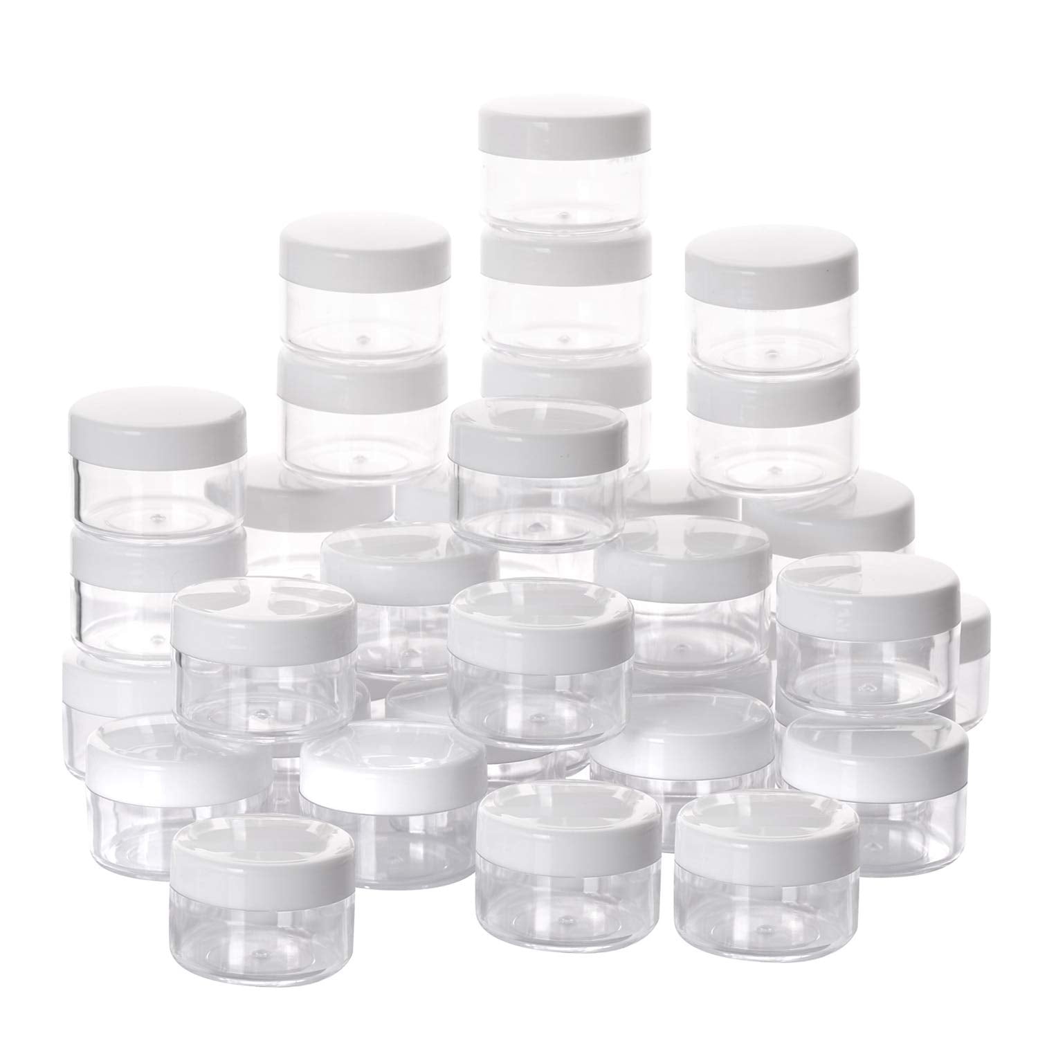 100 Count Empty Makeup Jars 15g Cosmetic Containers with Lids Leak Proof Sample Containers Refillable Plastic Containers - White-Velvo Beauty
