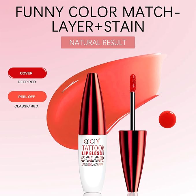 QueenDiary Lip tint Peel Off Lip Stain,Lip Stain Waterproof, Lip Tattoo Peel Off with Matte Finish, Long Lasting, Transfer-proof, Highly Pigmented Color (Vitality Stain)-Velvo Beauty