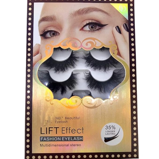 HBZGTLAD 6 Pairs Fluffy False Eyelashes Natural Faux Mink Strip 3D Lashes Pack (SR-1)-Velvo Beauty