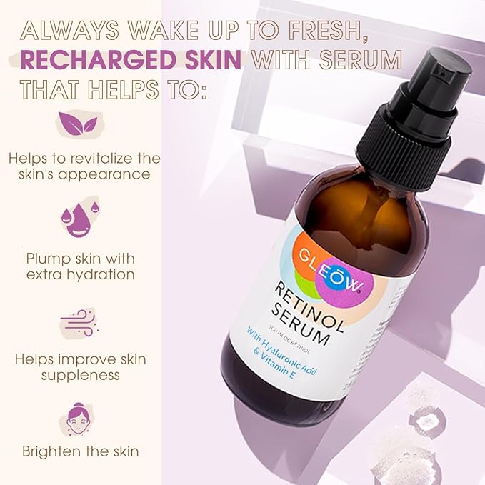 Retinol Serum for Face with Hyaluronic Acid, Retinol for Face Is Suitable for All Skin Types, Hydrating Serum Women and Men Plumps Youthful Appearance 2oz-Velvo Beauty