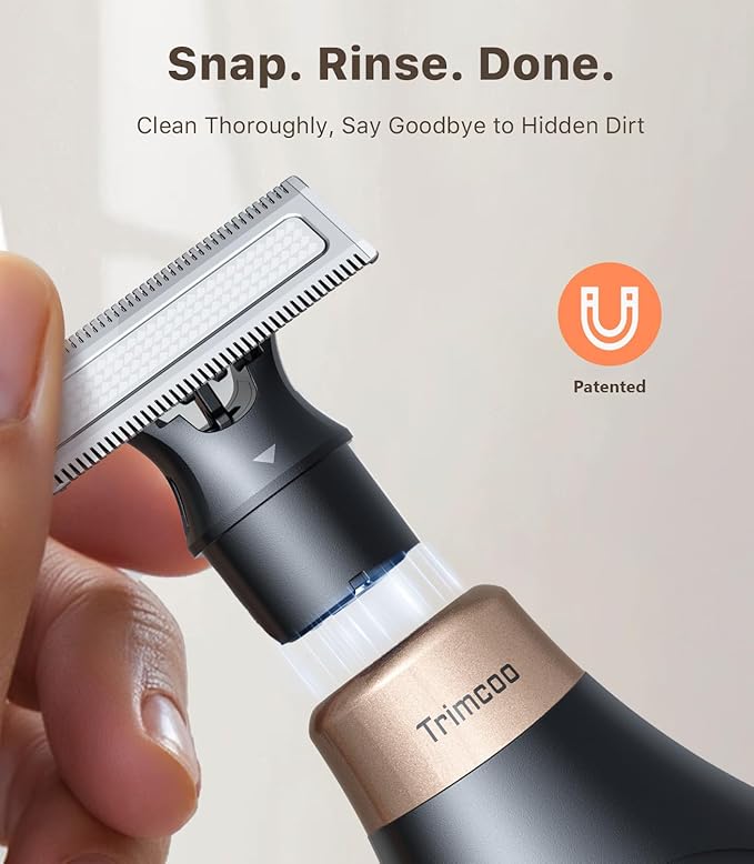 Mini Bikini Trimmer for Women - Intimate Pubic Hair Removal, Electric Body Groomer, Small Portable Wet/Dry Shaver, Magnetic Blade, USB-C Rechargeable with Travel Case, Easy to Clean (Black)-Velvo Beauty