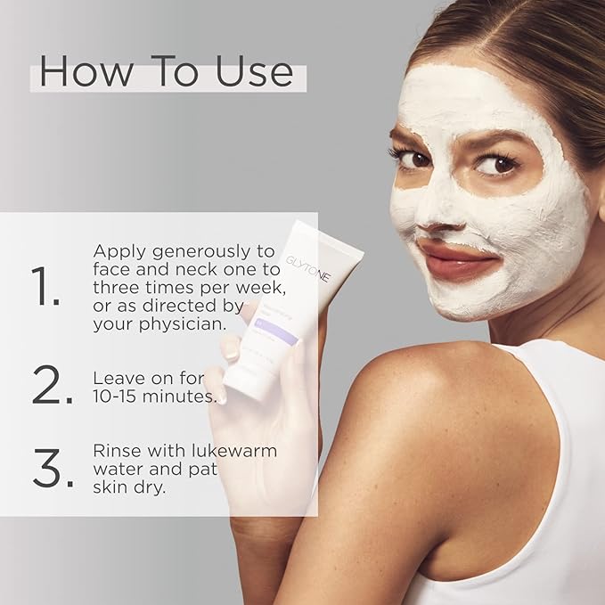 Glytone Rejuvenating Mask - 3% Pure Glycolic Acid, Lactic Acid, Vitamin C & Collagen - Purify & Exfoliate - For All Skin Types - Fragrance-Free - 3 fl. oz.-Velvo Beauty