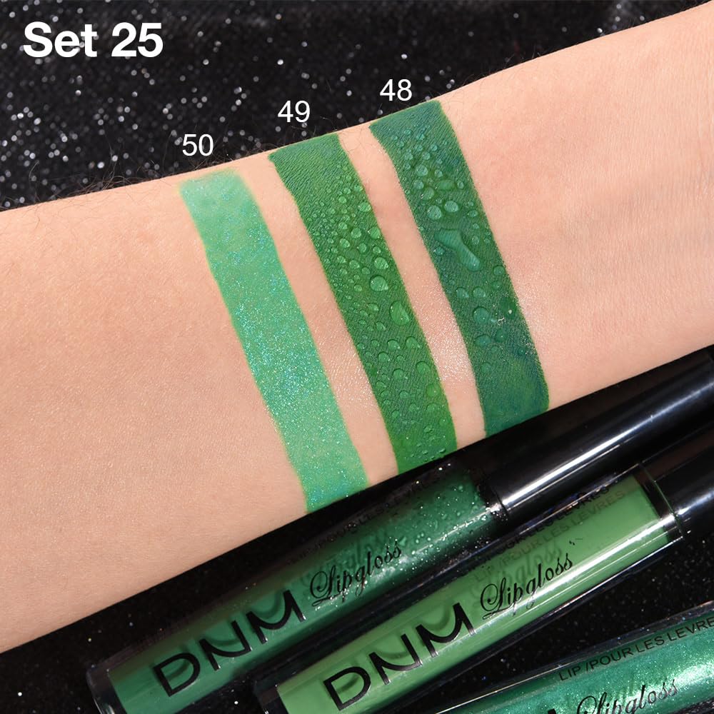 evpct 3Pcs Dark Pale Teal Forest Emerald Green Matte Glitter Shimmer Shiny Liquid Lipstick Lip Stain Sets for Women Matte+Lipstick Long Lasting Waterproof 24 hr Magic Lipstick 24 Hours original-Velvo Beauty