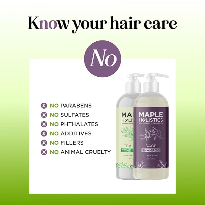 Sulfate Free Shampoo and Conditioner Set - Tea Tree Sage and Rosemary Shampoo and Conditioner for Dry Flaky Scalp Care - Deep Cleansing Color Safe Shampoo and Conditioner for Damaged Dry Hair Care-Velvo Beauty