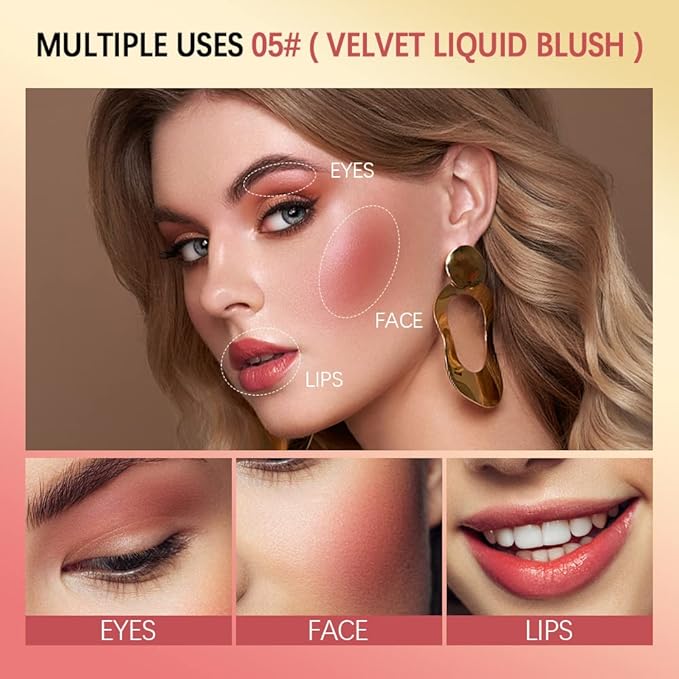 Liquid Blush,Soft Cream Face Blush, Dewy Cheek Tint, Long Lasting Natural Matte Finish Looking,Moisturizing Lightweight Blendable Feel (02 - HAPPY)-Velvo Beauty