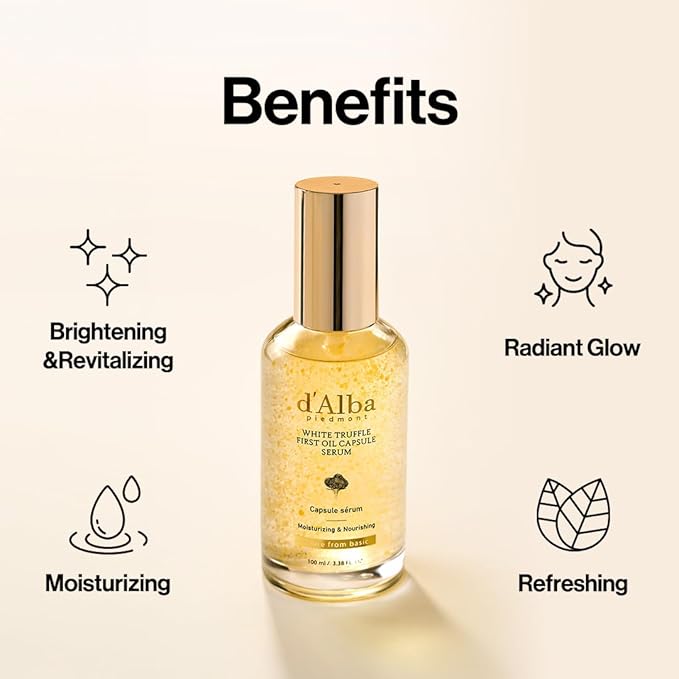d'alba Piedmont White Truffle Oil Capsule Serum, Daily Vita Boost for Luminous Skin, Double Vitamin Formula, Big Size (3.38fl. oz.)-Velvo Beauty