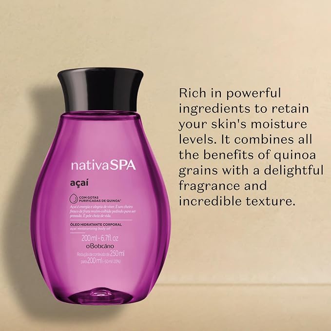 Nativa SPA by O Boticário, Açaí Body Oil, Scented Moisturizer, 6.8 Ounce-Velvo Beauty