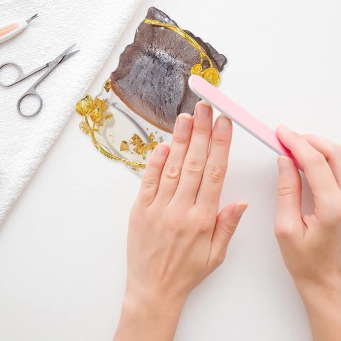 Resin Nail Art Palette, Nail Art Painting Palettes with Nail Palette Stirring Rod Gold Edge Nail Holder Nail Art Display Board Fashion Delicate Nail Tool Accessories, Type 4-Velvo Beauty
