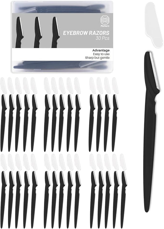 MoHern Dermaplaning Tool for Face, 30 Pcs Dermaplane Razor for Face, Multipurpose Face Razors for Women and Men, Black-Velvo Beauty