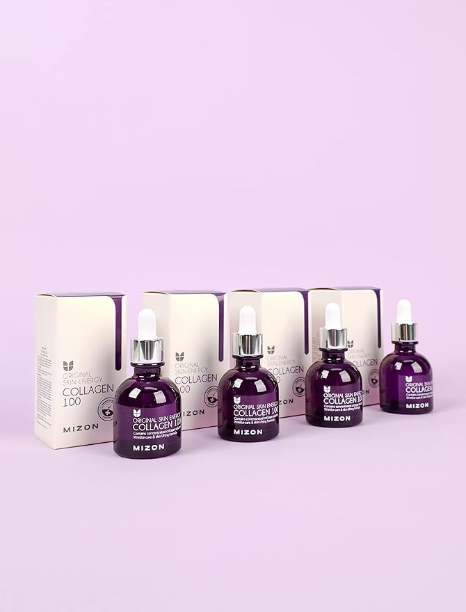 MIZON Collagen 100 Korean Ampoule with Concentrated Marine Collagen Elasticity Booster Serum Peptides Deep Hydration (1.01 fl. oz)-Velvo Beauty