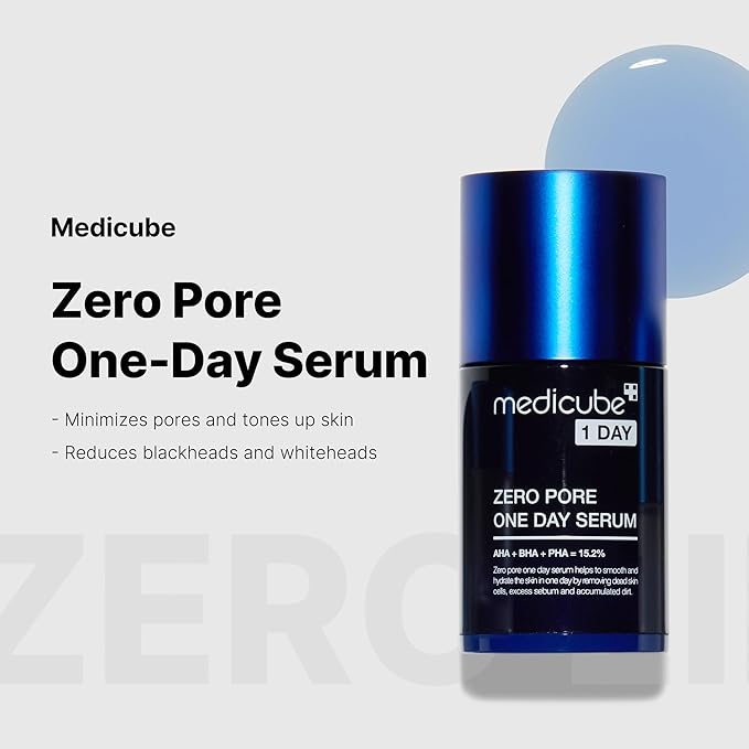 Medicube Zero Pore One-day Serum 1.01 fl.oz - Overnight Resurfacing Serum with Pore Tightening Complex - 15.2% AHA+BHA+PHA & 2% Niacinamide - 10.8% reduction in pore appearance after one day of use-Velvo Beauty