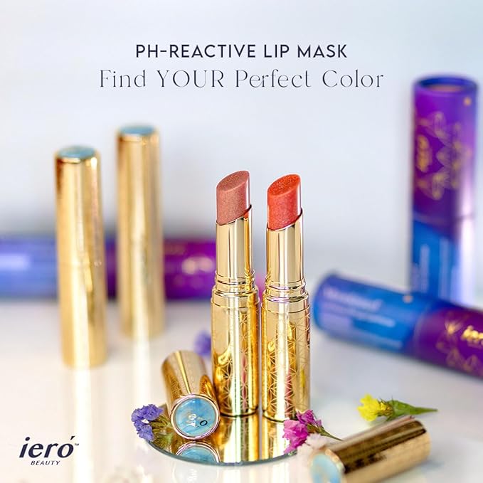 ieró Beauty Moonkissed Luminous PH Tinted Lip Balm w/Shea Butter & Vitamin E, Lip Care Moisturizer, Lip Plumper for Soft & Supple Lips, Paraben Free, Vegan, Sheer Coral w/Gold-Beige Shimmer-Velvo Beauty