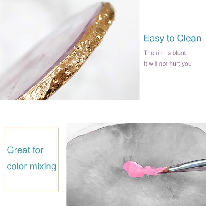 Kalolary Resin Stone Nail Art Palette, Nail Art Cosmetic Mixing Palette Color Mixing Pigment Plate Polish Holder Drawing Color Palette Nail Art Painting Gel Palette Manicure Tool (White)-Velvo Beauty