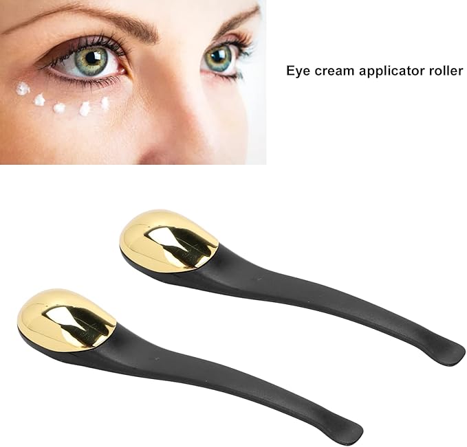 ZJchao Eye Massage Stick, 2pcs Eye Cream Applicator Spatula Metal Face Massage Tool Stick Applicator Wand Sticks Eye Cream Massage Sticks Cosmetics Spoon Massager for Dark Circle Puffiness Reduction-Velvo Beauty