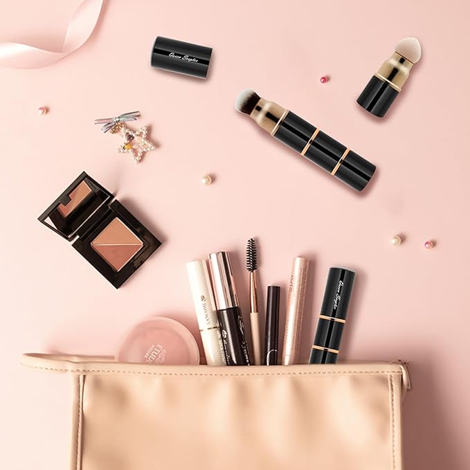 3 in 1 Professional Liquid foundation Makeup Brush Set Kabuki Face Blush Foudation Brush Powder Sponge for Powder/Liquid/Cream Travel Cosmetics Makeup Brushes with Cap-Velvo Beauty