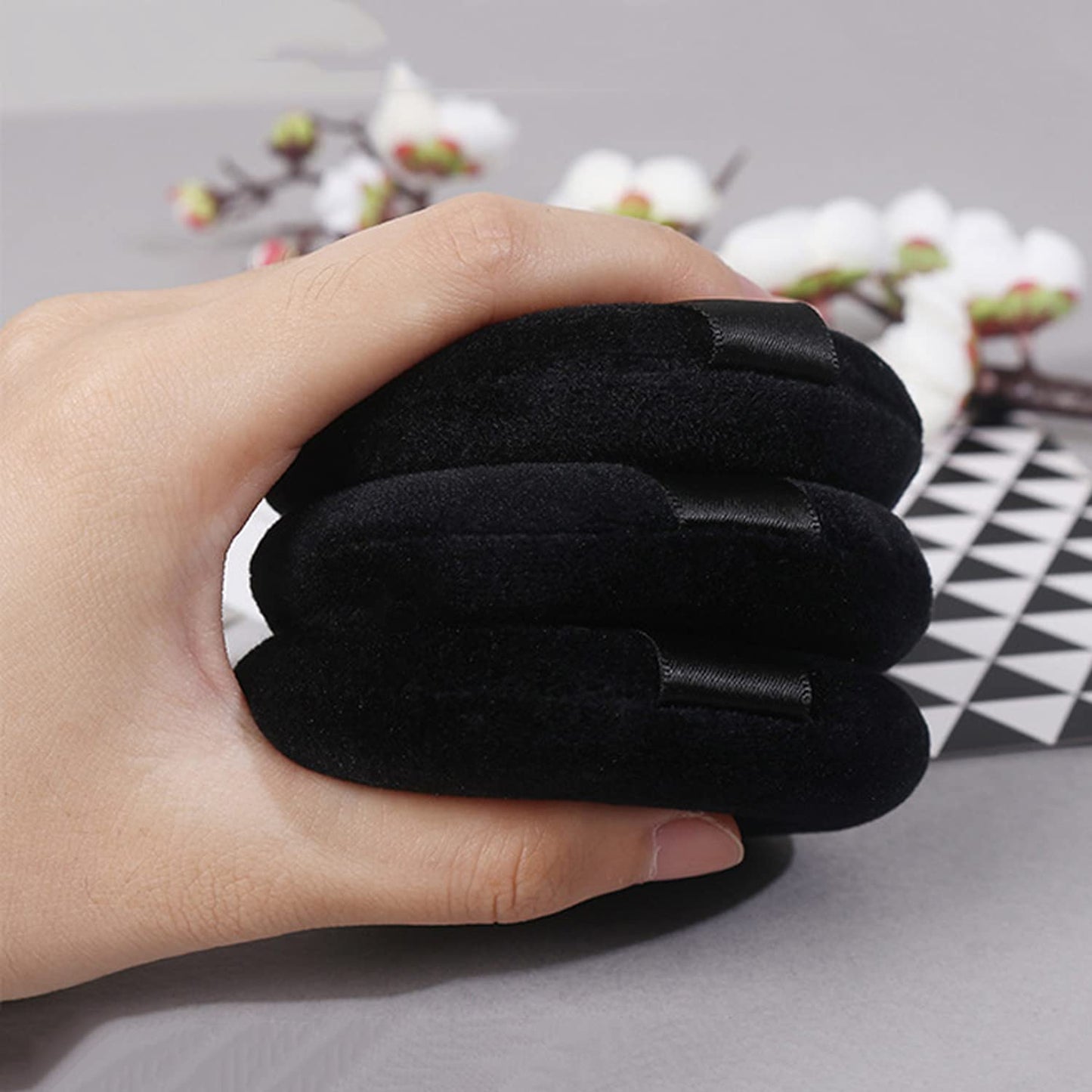 24 Pieces Powder Puff, Triangle Makeup Puff Cotton Powder Face Washable Body Powder Puff for Loose Powder Body Cosmetic Foundation Sponge Makeup Tool (24Black)-Velvo Beauty