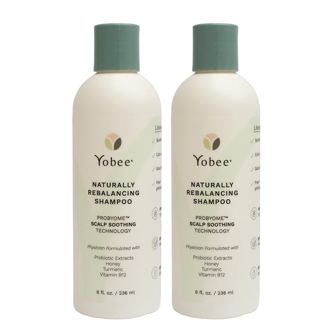 Yobee Naturally Rebalancing Shampoo | Dry, Flaky & Itchy Scalp Care with Para Probiotics, Organic Honey & Turmeric, Vitamin B12 & Oat Extracts | Dandruff & Psoriasis Relief (2 Bottles)-Velvo Beauty