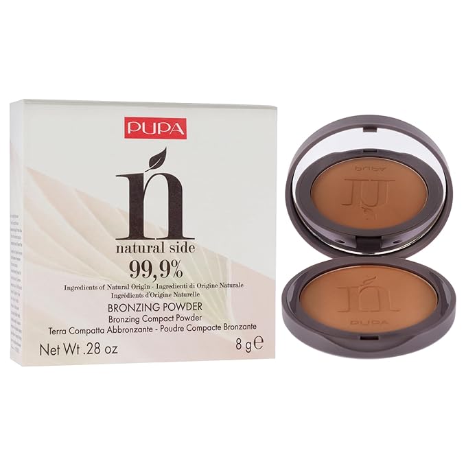 PUPA Milano Natural Side Bronzing Powder 002 Natural Bronze - Add Warmth and Glow to Skin - Easy Blending Bronzer Contour Makeup Powder to Brighten Complexion - Natural Formula - 0.28 oz-Velvo Beauty