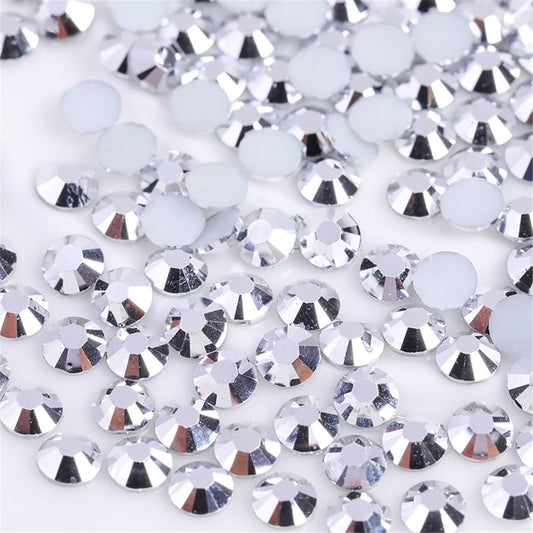 3000 Pieces SS6 2mm Flatback Rhinestones Clear Glass Round Gems Crystals for Nail Art DIY Crafts Clothes Shoes Bags (Silver)-Velvo Beauty