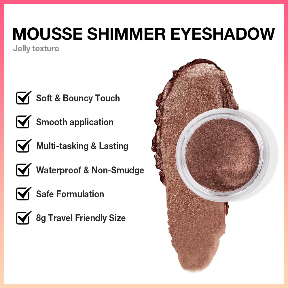 Cream Glitter Brown Shimmer Metallic Eyeshadow Palette Makeup, Natural Single Mini Instant Holographic Eyeshadow For Women, Sombras Crema Para Ojos, Talc, Paraben & Cruelty Free-Velvo Beauty