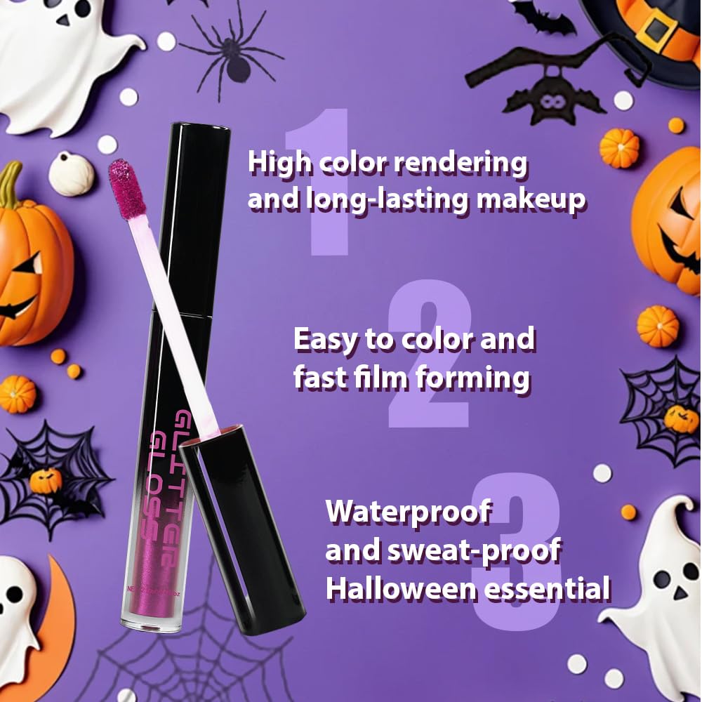 Pink Purple Metallic Lipstick for Women,Glitter Sparkling Liquid Lipstick,Long Lasting Waterproof Lightweight Comfortable Non-Drying Bold Dark Lip Gloss for Gothic Stage Makeup,Cruelty Free-Velvo Beauty