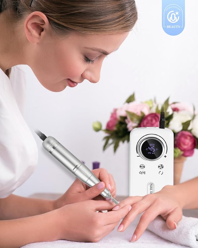 CozyZen Cordless Nail Drill Professional: 45000 RPM Rechargeable Electric Nail File Kit, Portable & Low Noise for Acrylic, Gel Nails, Manicure & Pedicure - Salon & Home Use-Velvo Beauty