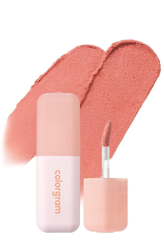COLORGRAM NUDE BLUR TINT 15 LIGHT APRICOT | Soft Velvet Matte Liquid Lipstick & Cheek Tint | Lightweight Blurring Tint for a Smooth & Airbrushed Finish | Long-Lasting & Non-Sticky Formula-Velvo Beauty