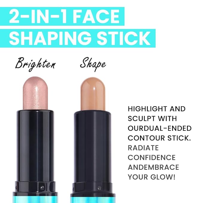 evpct 2in1 Face Shaping & Contouring Stick Cream Contour Concealer Bronzer Stick Makeup Kit for Beginner Face Highlighter Makeup Stick contorno maquillaje de maquillaje profesional,NEW Light Medium-Velvo Beauty