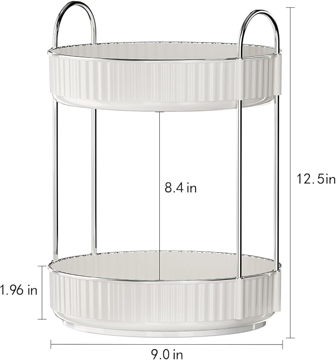 Rotating Makeup Organizer for Vanity, 2 Tier High-Capacity Skincare & Makeup Storage, Perfume Organizer, Cosmetic Dresser, Countertop 360 Spinning-Velvo Beauty