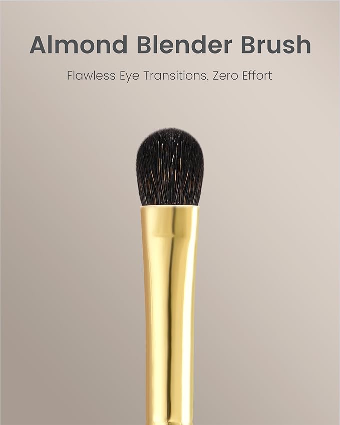 Desert Oak Series Low-Profile Oval Eyeshadow Brush - Gentle Curve for Controlled Blending, Squirrel & Goat Hybrid Bristles (CM 173)-Velvo Beauty